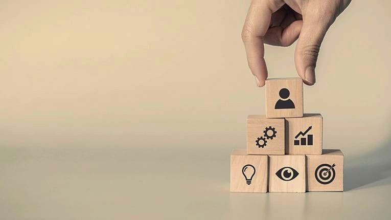 Building blocks showing company values